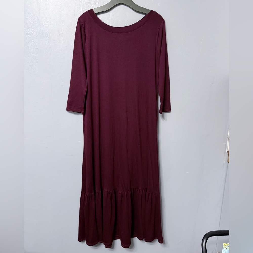 #1) “PRICE FIRM” NEW  Zenana Outfitters Long Sleeve Burgundy Dress - Picture 3 of 8
